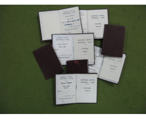 Sheffield United Season Ticket Booklets,  Directors, Teams and Press, for John Street stand, for Mr. K. Lee 62-3 to 69-70. Al