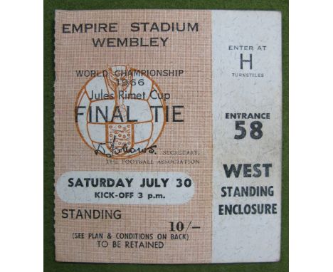 World Cup 1966 ticket for final England v. West Germany, west standing.