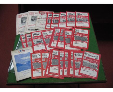 Bristol City Programmes, 53-4 v. Orient, 54-5 v. Brentford, 58-9 v. Bordeaux, others 56-63. (31)