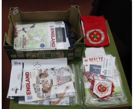 England 2018 World Cup Qualifying Memorabilia v. Slovenia, Five programmes, team shirts, menus, two match tickets, two Royal 