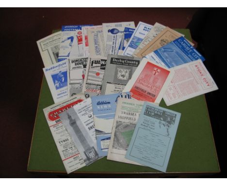 Sheffield United 1957-8 Away Programmes, including at Rotherham - single sheet, at Cardiff with ticket, at Sheffield Wednesda