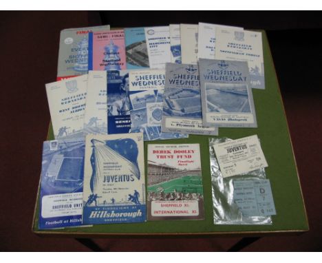 Sheffield Wednesday Programmes 55-6 v. Vasas, Plymouth, Lincoln, 57-8 v. Juventus plus ticket 58-9 v. Barnsley 61-2 v. Sheffi