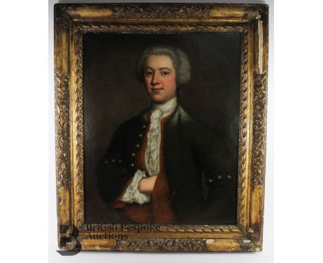Late 18th/early 19th century oil on canvas, half-length portrait of a gentleman, approx 62 x 78 cms, framed. Originally from 