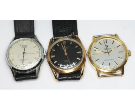 Three vintage wristwatches comprising of a Marc Nicolet gold plated automatic, A Thomas Russell &amp; Son chrome plated autom