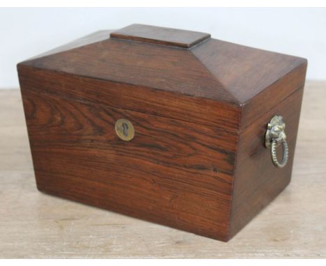 A Georgian Regency period rosewood tea caddy, length 20cm.  