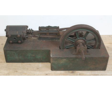 A large stationary live steam model beam engine with 8 1/4" inch fly wheel, total length 54cm.  