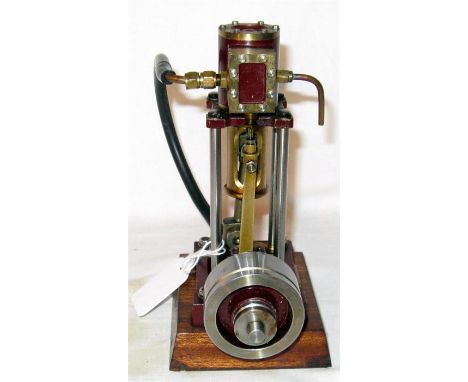 COTSWOLD Heritage #1 145 Maroon Isis Vertical Marine Steam Engine approx 7ins H on a Mahogany Base. Supplied as a finished Mo