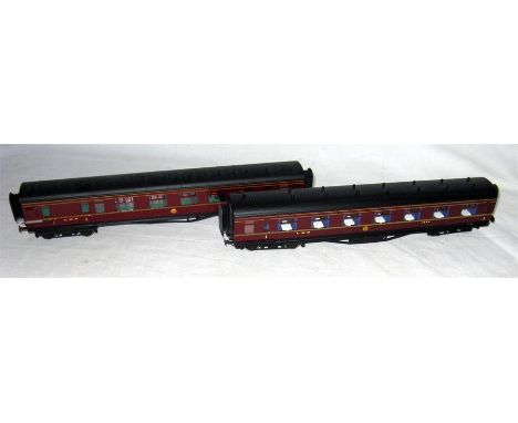 LAWRENCE 00 Scale Models - 2 x LMS Maroon Coaches - Open 1st #7534 signed by Lawrence & Goddard October 1984 and a Composite 