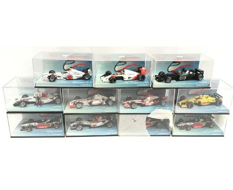 11 x Minichamps 1/43 scale Takuma Sato Collection models: No.'s 1- 9 and No.11 & No.13. M and boxed. 