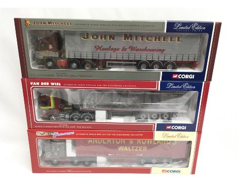 Three Corgi 1/50 scale trucks: CC11911 Modern Showmans ERF EC Series Curtainside - Anderton & Rowland's Waltzer; CC12208 Scan