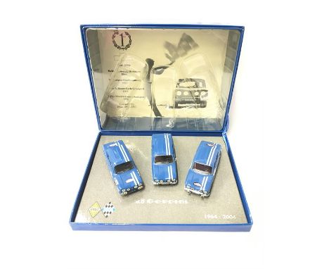 Norev R8 Gordini 1964-2004 diecast 1/43 scale set comprising three Renault models. Appears M and boxed. 