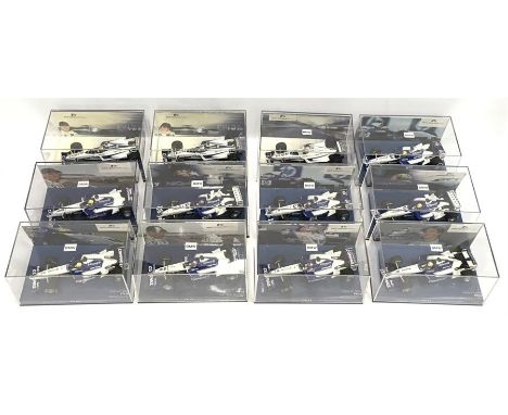12 x Minichamps BMW Williams F1 Team racing cars: FW21 Ralf Schumacher; FW22 Jensen Button; FW22 Ralf Schumacher; FW23 Ralf S