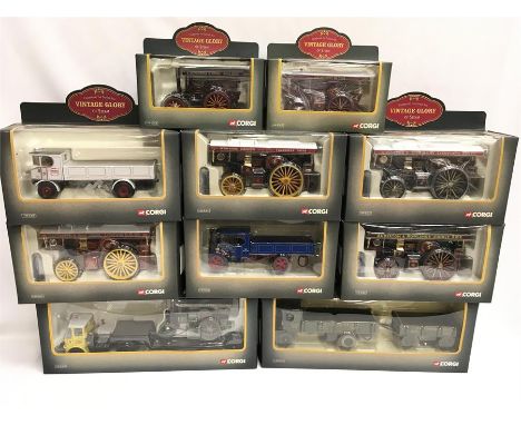 Ten Corgi 1/50 scale Vintage Glory of Steam models, includes CC20004 Sentinel Steam Wagon & Trailer E.C. Grandsen & Co. Ltd. 