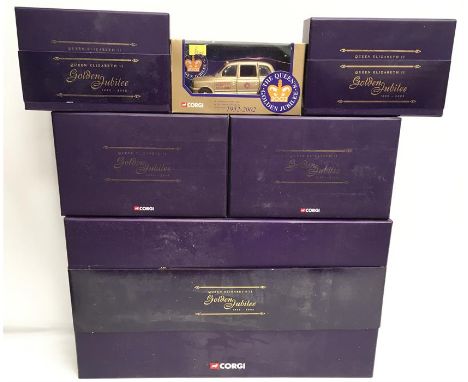 Selection of Corgi Queen Elizabeth II Golden Jubilee 1952-2002 models, includes CC09901 State Landau 1/40 scale model. Appear