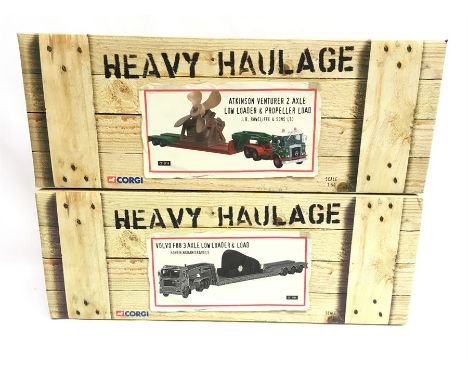 Two Corgi Heavy Haulage 1/50 scale models: CC12513 Atkinson Venturer 2 Axle Low Loader & Propeller Load - J.B. Rawcliffe & So