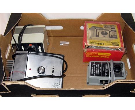 A tray containing 4 x PCU's removed fom a working layout - Helmsman Electronics Ltd Model SLGB, Mecanno  Marshal 11 and 2 x H