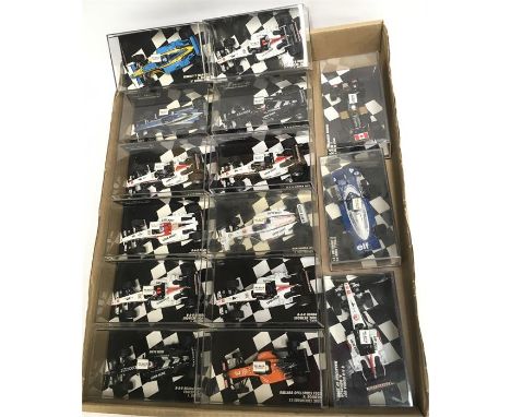 15 x Minichamps 1/43 scale Formula 1 racing cars: #400 050104; #430 770104; #400 770020; #400 030303; #400 050074; #400 01001