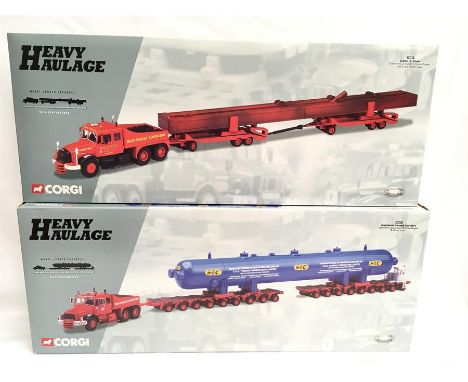 Two Corgi Heavy Haulage 1/50 scale models: #18004 Siddle C.Cook - Scammell Contractor, 2 Dyson Trailers and Crane Girder Load