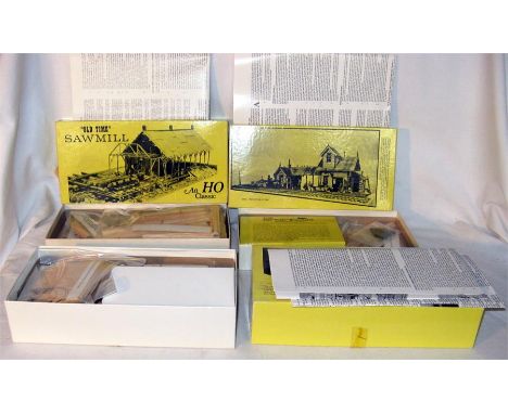 FINE SCALE Minatures HO American outline Scenic Kits x 4- 170 Sawmill, 215 McKenzie Milling Co, 220 Chester W Rawlings Co Fur