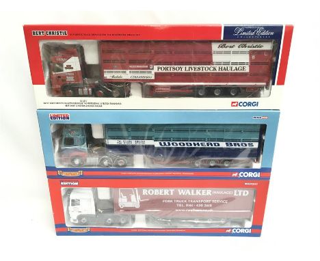 Three Corgi 1/50 scale trucks: CC13215 DAF XF Space Cab with Houghton Parkhouse 'The Professional' Livestock Transporter - Be