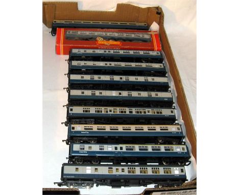 HORNBY/TRIANG and LIMA -10 Mk1/2/3 and 4 Blue and Grey Coaches. Good Plus.