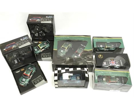 Seven Aston Martin 1/43 scale models by Minichamps and others: Aston Martin Racing DBR9 limited edition set 1340/1500; DBR9 #