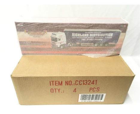 Trade box of four Corgi 1/50 scale CC13241 DAF XF Super Space Cab Curtainside - Macritchie Highland Distribution limited edit