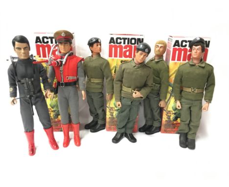 Three Hasbro Action Man Soldier modern re-issue figures, E/M and boxed. Together with 4 x unboxed Hasbro Action Man figures a
