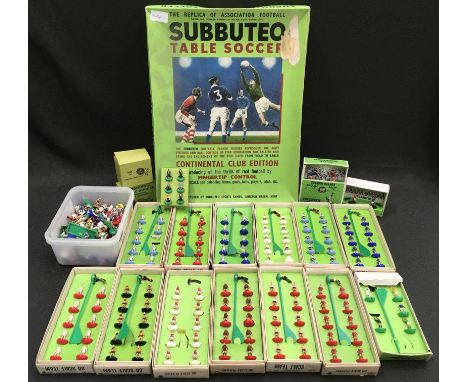 Twelve Subbuteo Teams: #5 (two unattached from bases); #41; #42; Leeds; #76; #9; #11; #1 (paint to bases); #154; #172; #77; #