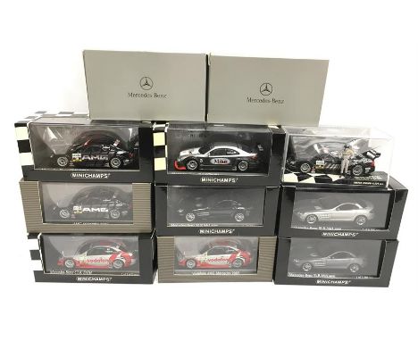 11 x Minichamps 1/43 scale Mercedes-Benz models: #400 033022; #400 013193; #400 033310; #400 033020; #400 023291; #400 033021