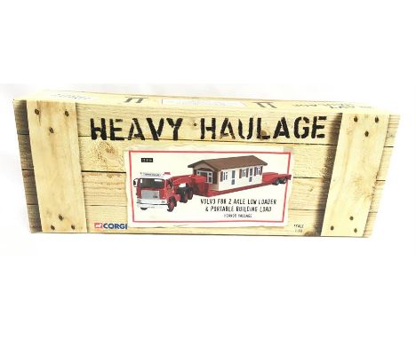 Corgi Heavy Haulage 1/50 scale CC13110 Volvo F88 2 Axle Low Loader and Portable Building Load - Heanor Haulage. M and boxed w