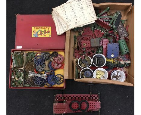 Quantity of Meccano including No.6 Set (not checked if complete) together with a selection of loose red and green parts and a