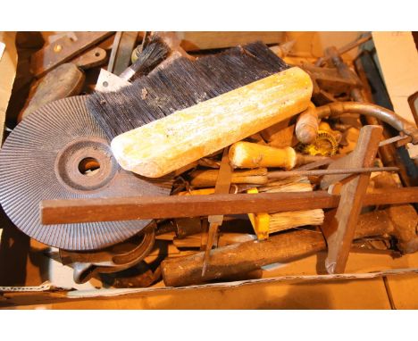 Quantity of assorted tools including carpenters chisels, hand drill, scribs, clamps etc. Not available for in-house P&amp;P, 