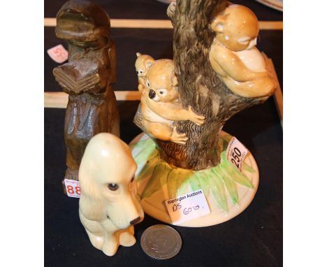 Mixed lot of items including Brentleigh ware ceramic lamp, small oak figurine etc. Not available for in-house P&amp;P, contac