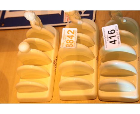 Three ceramic four slice Lurpak toast racks. Not available for in-house P&amp;P, contact Paul O'Hea at Mailboxes on 01925 659