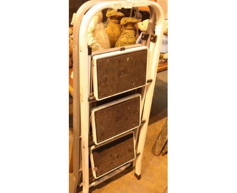 Two three tread folding step ladders. Not available for in-house P&amp;P, contact Paul O'Hea at Mailboxes on 01925 659133 
