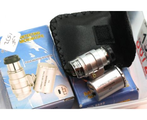 Two new old stock 60X currency/jewellery detecting microscope/loupes with LED light. P&amp;P Group 1 (£14+VAT for the first l