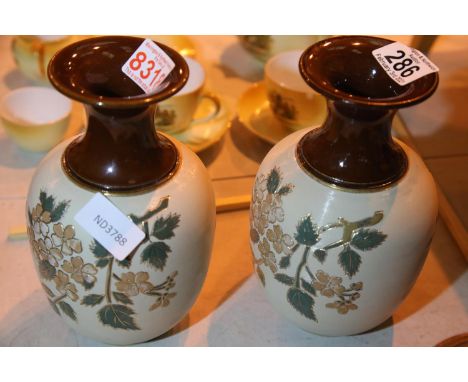 Pair of vintage Langley ceramic vases, H: 20 cm. Not available for in-house P&amp;P, contact Paul O'Hea at Mailboxes on 01925