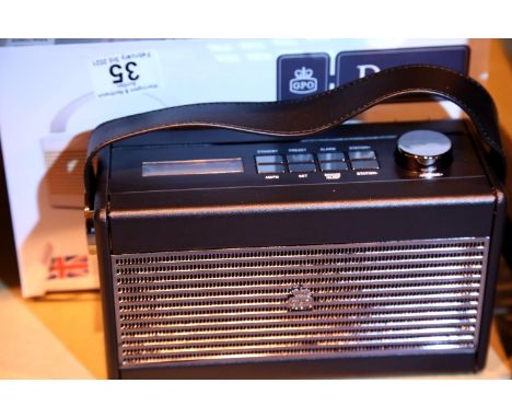 GPO Darcy portable analogue FM/AM radio with alarm clock, preset 20 radio stations, new old stock. Not available for in-house