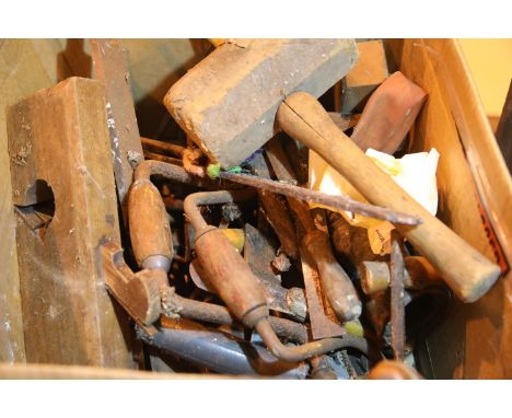 Quantity of tools including a Stanley plane, chisels, drill bits etc. Not available for in-house P&amp;P, contact Paul O'Hea 