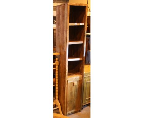 Large oak four shelf unit with a single door to the base. Not available for in-house P&amp;P, contact Paul O'Hea at Mailboxes