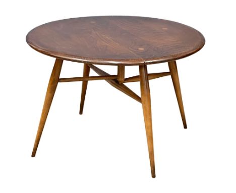 An Ercol Mid Century elm drop leaf coffee table. Model 308. Open 61x61x40cm 