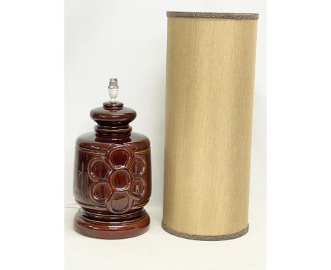A large West German Mid Century table lamp with original shade. Base measures 24x49cm shade 70cm 