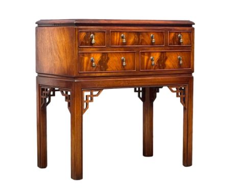 A Chinese Chippendale Revival inlaid mahogany chest of drawers. 70x40x76cm 