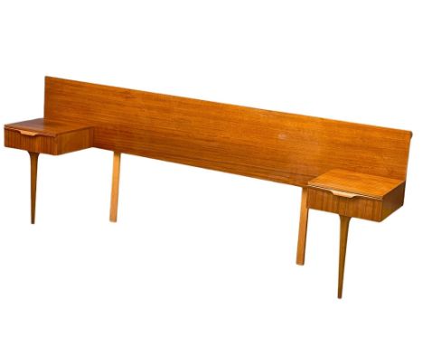 An Austinsuite Mid Century teak headboard designed by Frank Guille. 1960’s. 228cm 