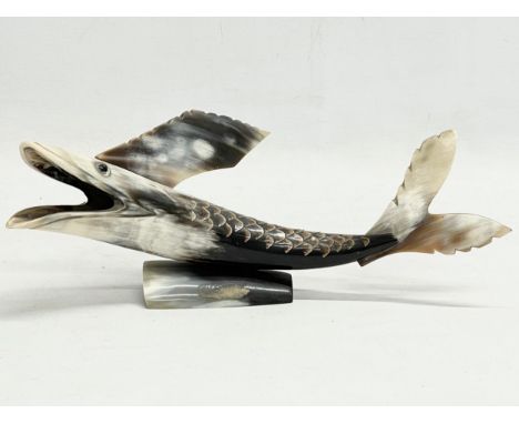 A vintage fish ornament made from horn. 29cm 