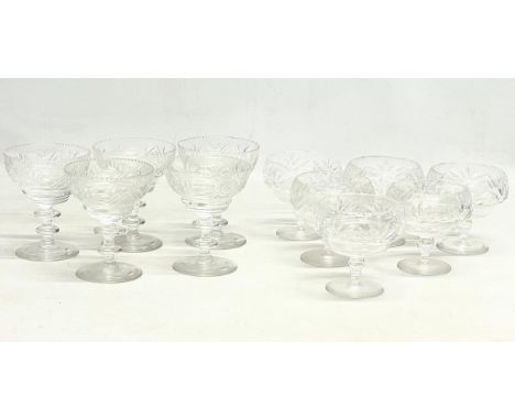 2 sets of vintage Webb Corbett crystal champagne coupes. 