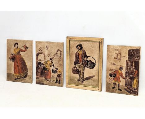 A set of 4 large vintage Italian tiles. 20x30cm 