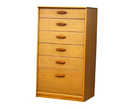 A Mid Century teak tallboy chest of drawers designed by Frank Guille for Austinsuite. 1960’s. 64.5x43.5x114cm 