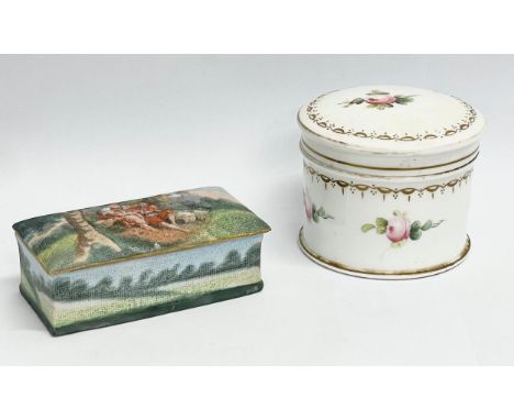 2 late 19th century French and German porcelain trinket boxes. 